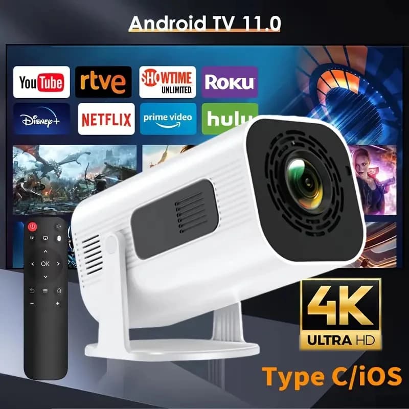 Proiettore Full HD Android 11 210Ansi WiFi 6 e Bluetooth Home Theater Mini proiettore portatile Meeting Video Pocket Outdoor