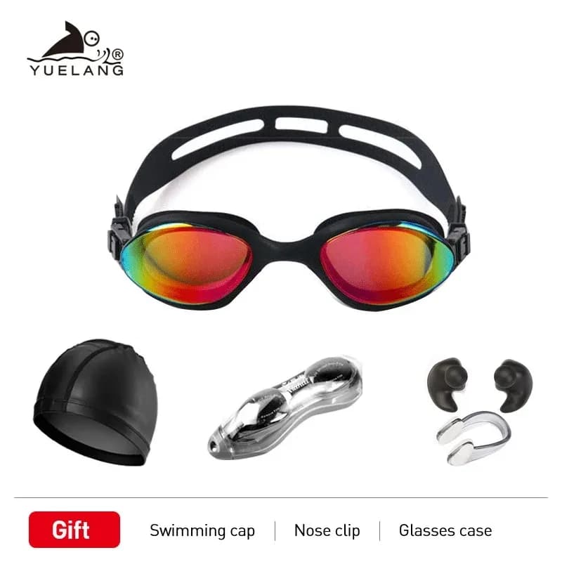 Profession Swimming goggles set Bathing cap earplugs Waterproof Anti-fog Goggles Adult Professional Swimming Glasses Anti-UV