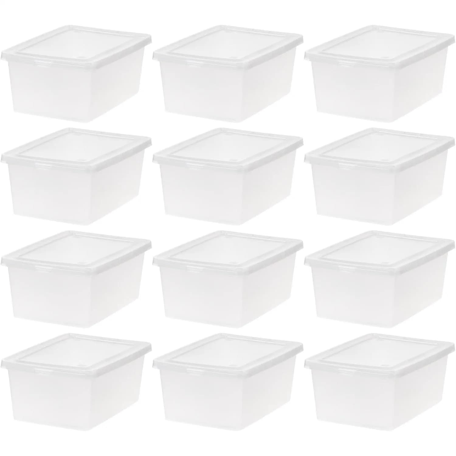 Set di 12 Contenitori Trasparenti con Coperchi, Scatole Impilabili da 15 Quarti per Scarpe, Organizzatori in Plastica Senza BPA per Scaffali