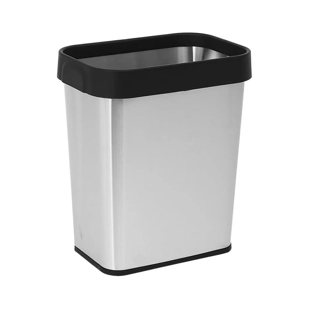 Cestino per Rifiuti in Acciaio Inox, Design Rettangolare, Pratico Contenitore per Casa, Ufficio, Hotel, Spazi Ristretti, Bidone in Plastica