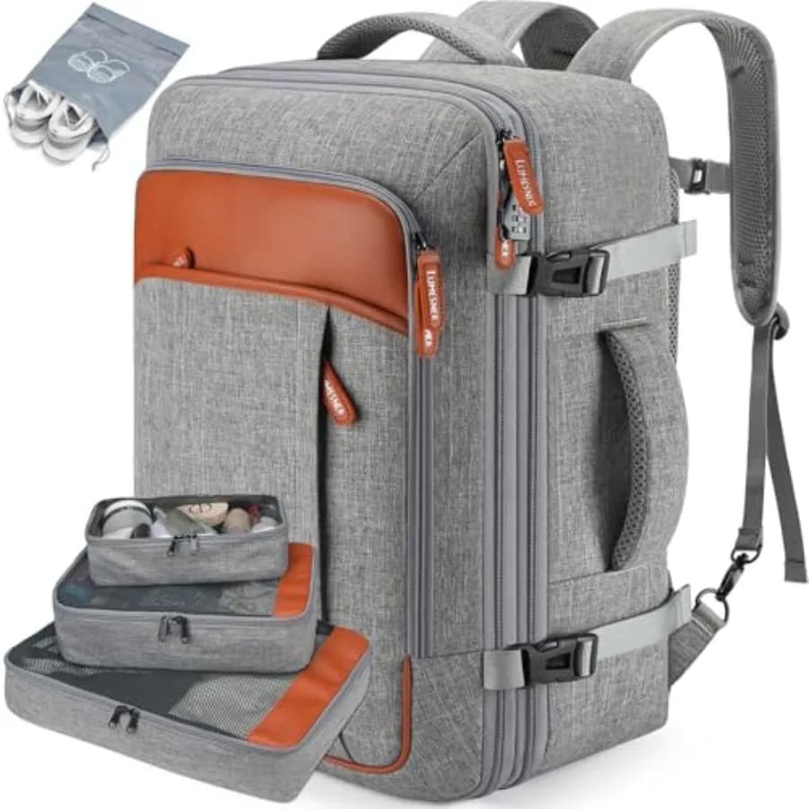 40L Expandable Carry On Travel Backpack with 4 Packing Cubes Flight Approved, Fits 17 inch Laptop, Water-resistant, Suitcase Ba