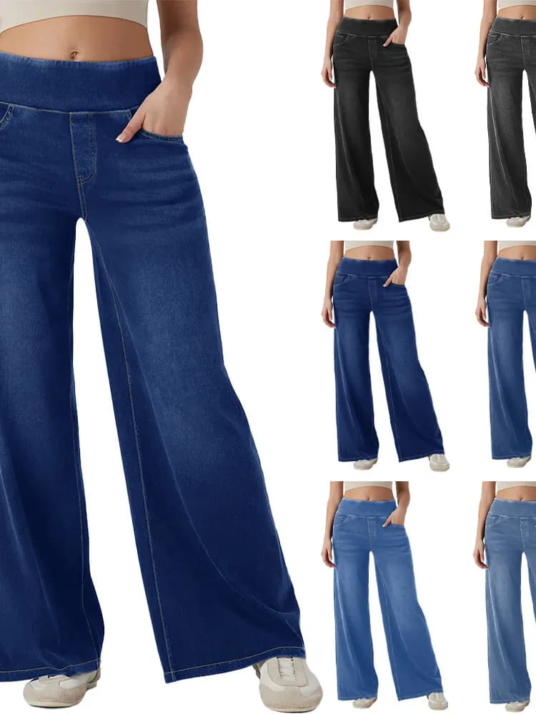 High Waist Loose Zipper Wide Leg Pants Slimming Effect Women's Denim Jeans Long Trousers New 2026 Fashion Ladies' Clothing