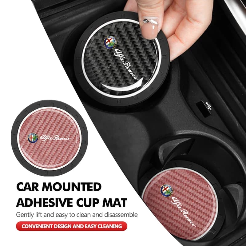 Car Water Cup Pad Drink Holder Mat Decoration Accessories For Alfa Romeo Giulia 147 Mito 156 159 166 GT Stelvio Brera Volante
