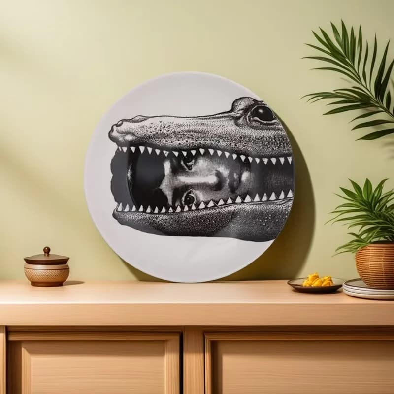 Elegante piatto decorativo in ceramica retrò da 8 pollici: design moderno per donna, cassaforte per microonde, ideale per soggiorno, camera da letto, ufficio,
