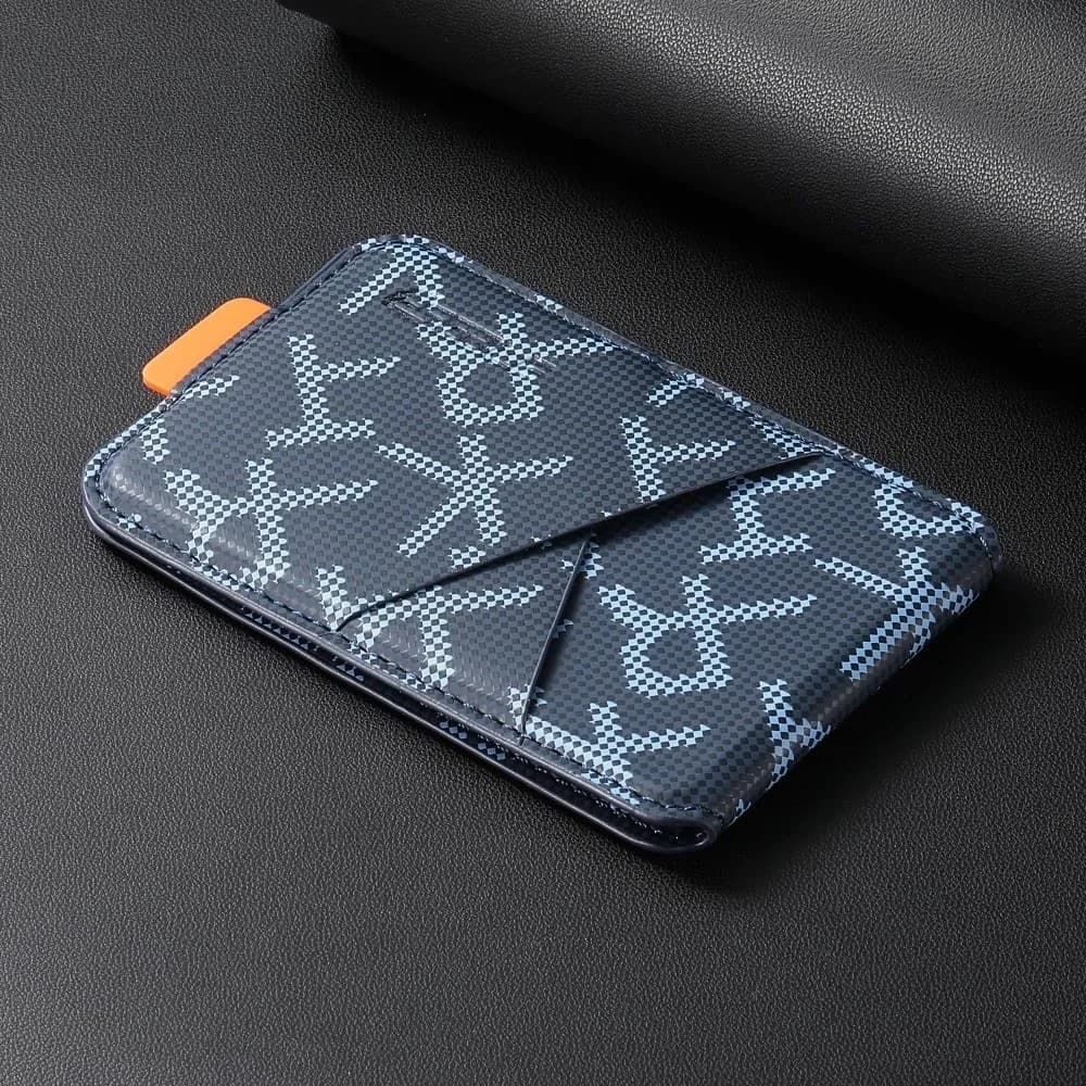 Portable Magnet Card Holder Printed Pattern Built-in Stand Leather Card Case Card Slot Design Faux Leather Stand Wallet Holder