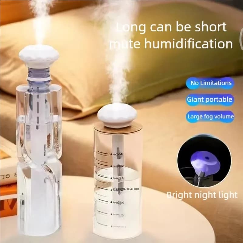 Umidificatore a Ultrasuoni USB Mini, Diffusore d'Aria per Casa e Auto, Purificatore Aromatico con Anioni e Nebulizzatore, Lampada LED Romantica, Umidificatore Portatile