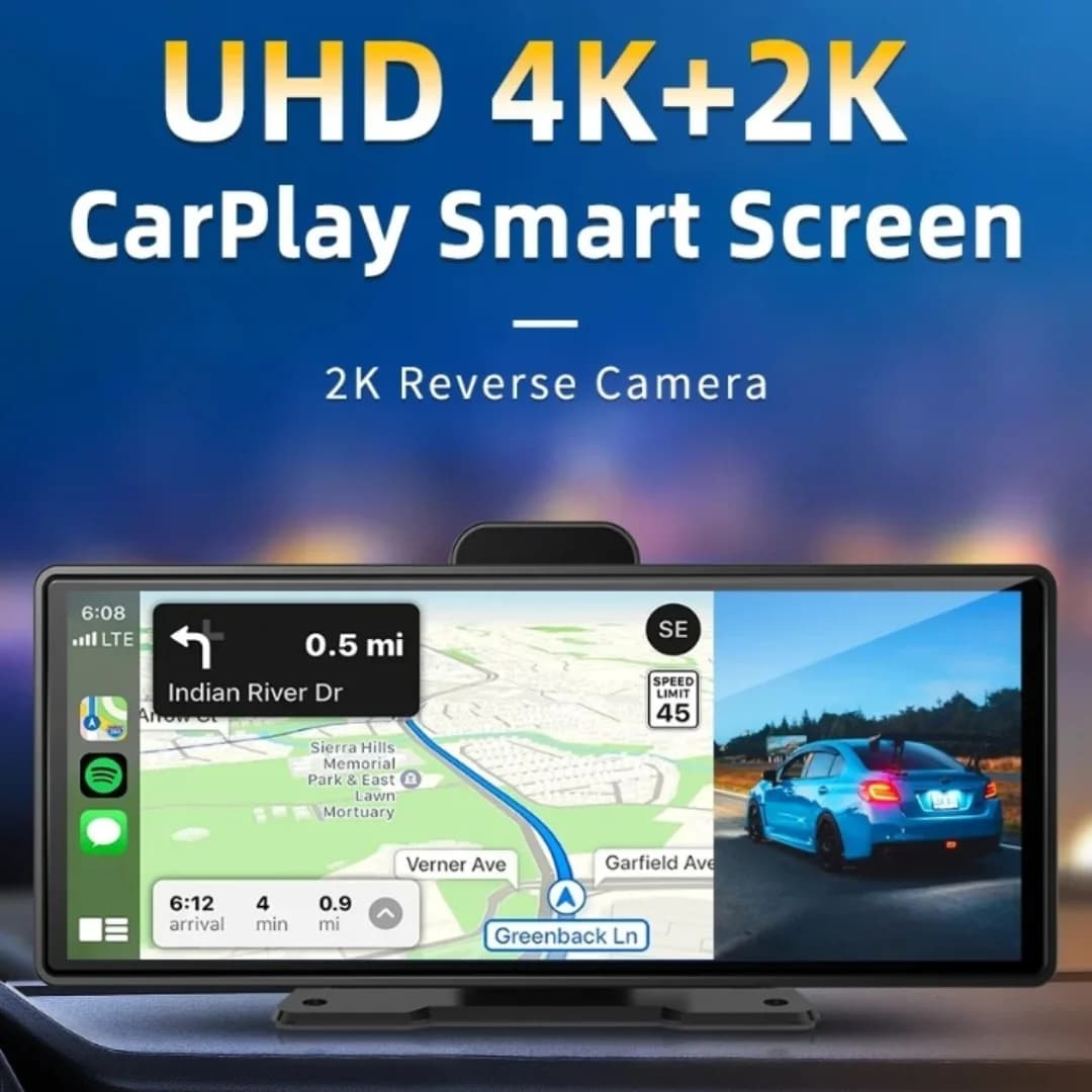 Dash Cam 10.26 inch 4K + 2K 2160P Carplay Retrovisive Camera and Android Auto GPS Navigation with DVR Voice Control for Car BT FM Monitor
