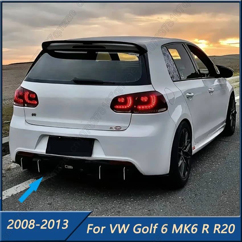 Rear Bumper For VW Volkswagen Golf 6 MK6 R R20 2008-2013 Rear Bumper Lip Diffuser Spoiler Protector Accessories Body Kits