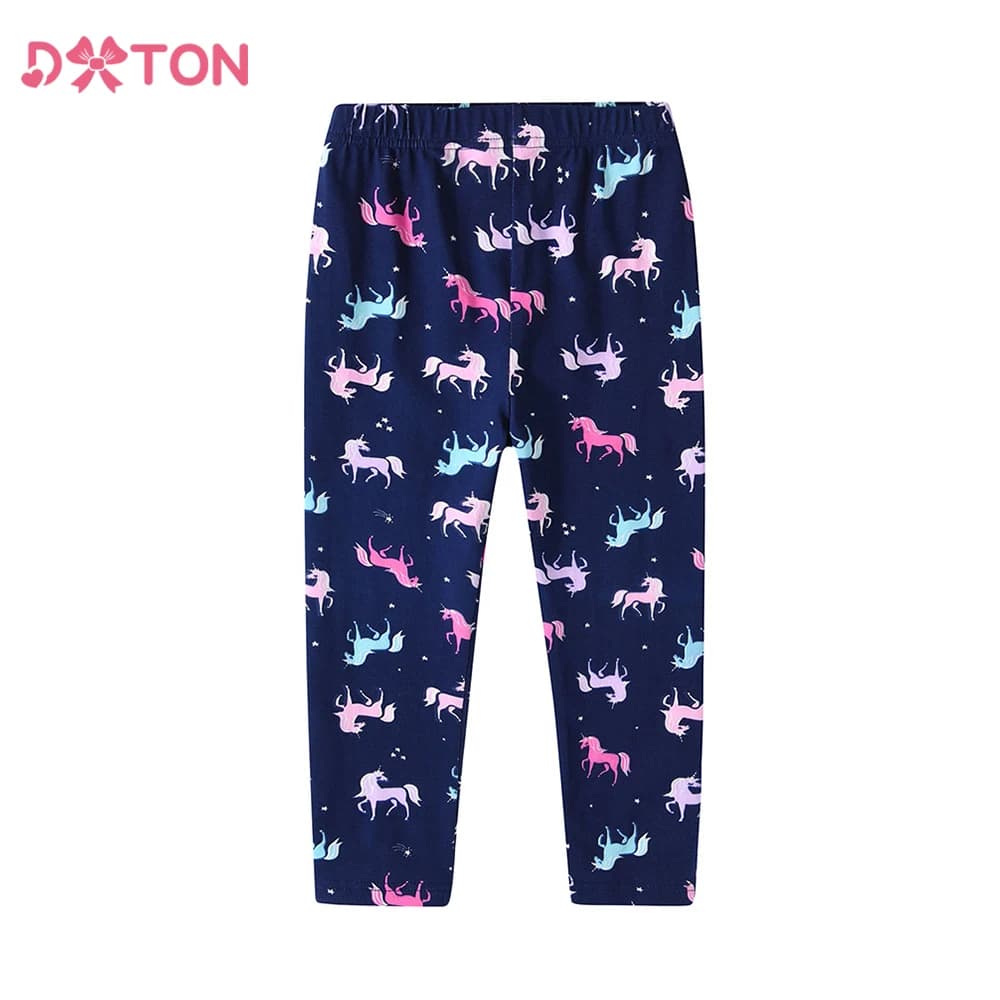 DXTON Pantaloni elastici per ragazze Pantaloni per ragazze con stampa unicorno Pantaloni in cotone per bambini Leggings a matita Abbigliamento casual per la casa Costumi per bambini autunnali