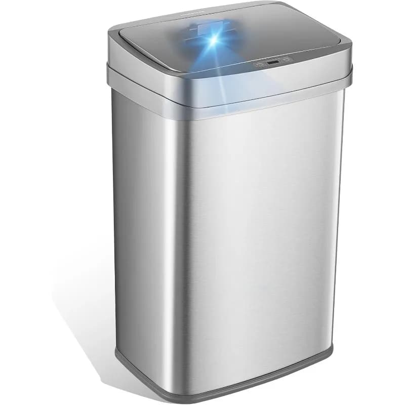 Bidone della spazzatura intelligente neutralizzante degli odori da 13 galloni, doppia purificazione UV + ozono, contenitore della spazzatura con sensore di movimento per il controllo degli odori, Uni