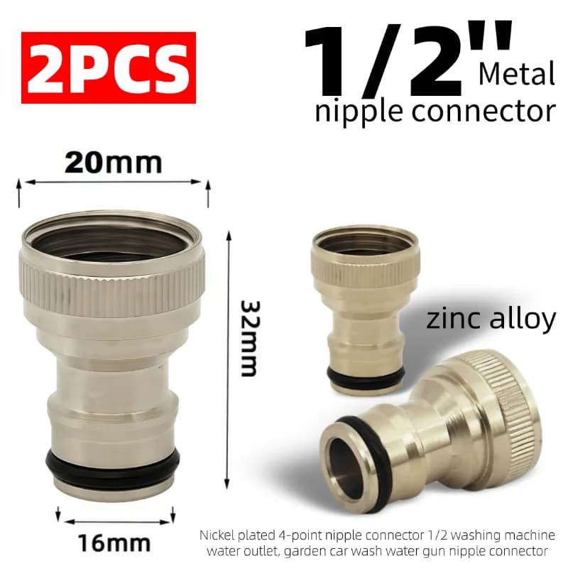 Connettore per tubo dell'acqua MNPT da 1/2" in lega di zinco, adattatore da 1/2" a 4 mm per tubo da giardino, autolavaggio e lavatrice