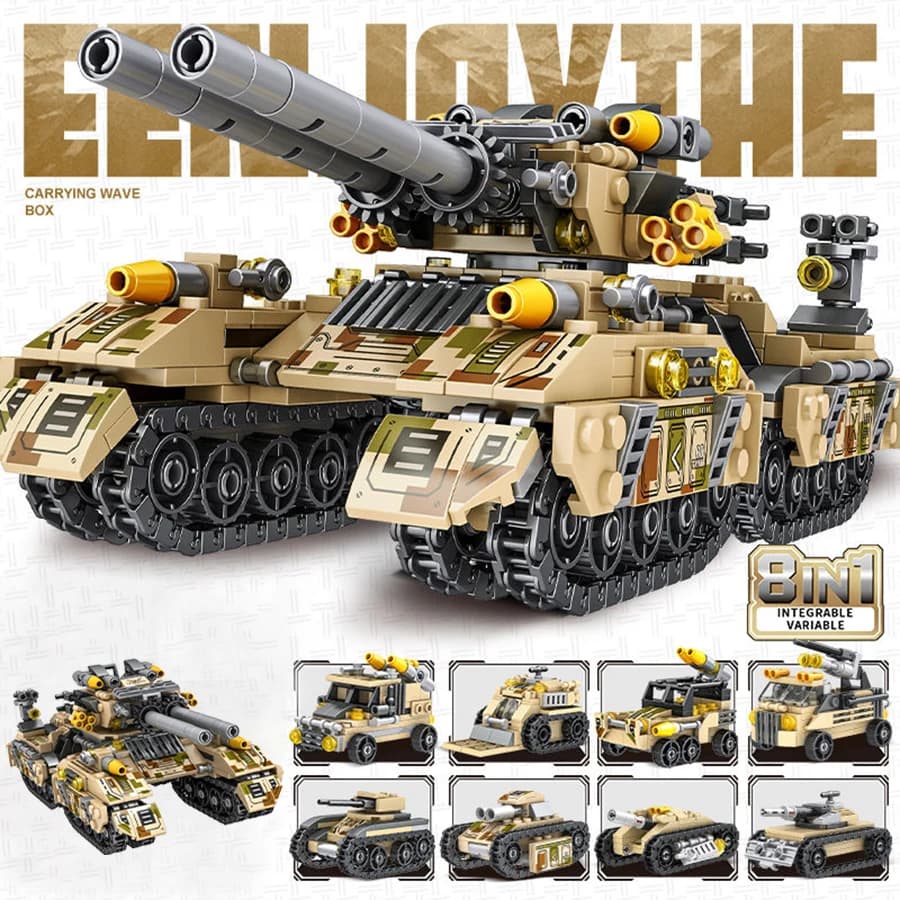 2026 WW Military Vehicle Tank 8in1 Airplane Truck Model Building Blocks DIY Bricks Kids Construction Toys Gifts for Boys Adult