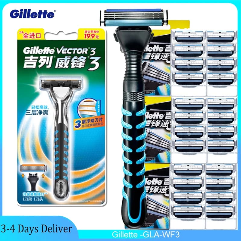 Uomini Gillette Razor Vector 3 Series, Uomo manuale Barba Remover, Nano lame in acciaio a 3 strati, Fast Replacement Razor-head, Rasoi da uomo