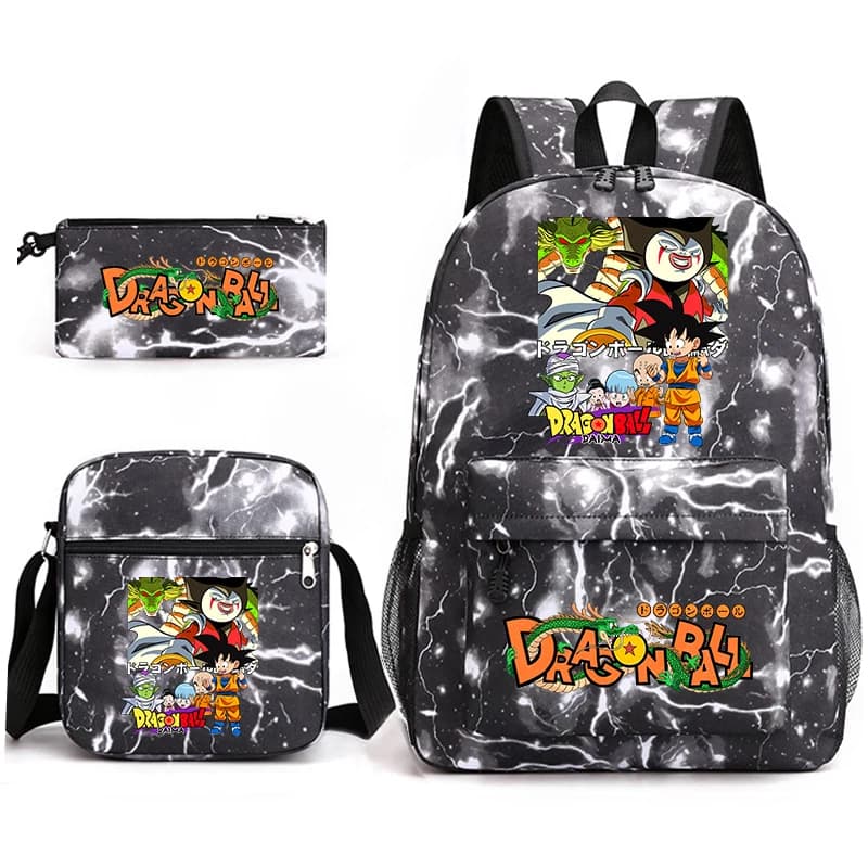 Dragon Ball Goku Print Student Backpack Set Boys Girls Casual Anime Shoulder Bag with Pencil Case