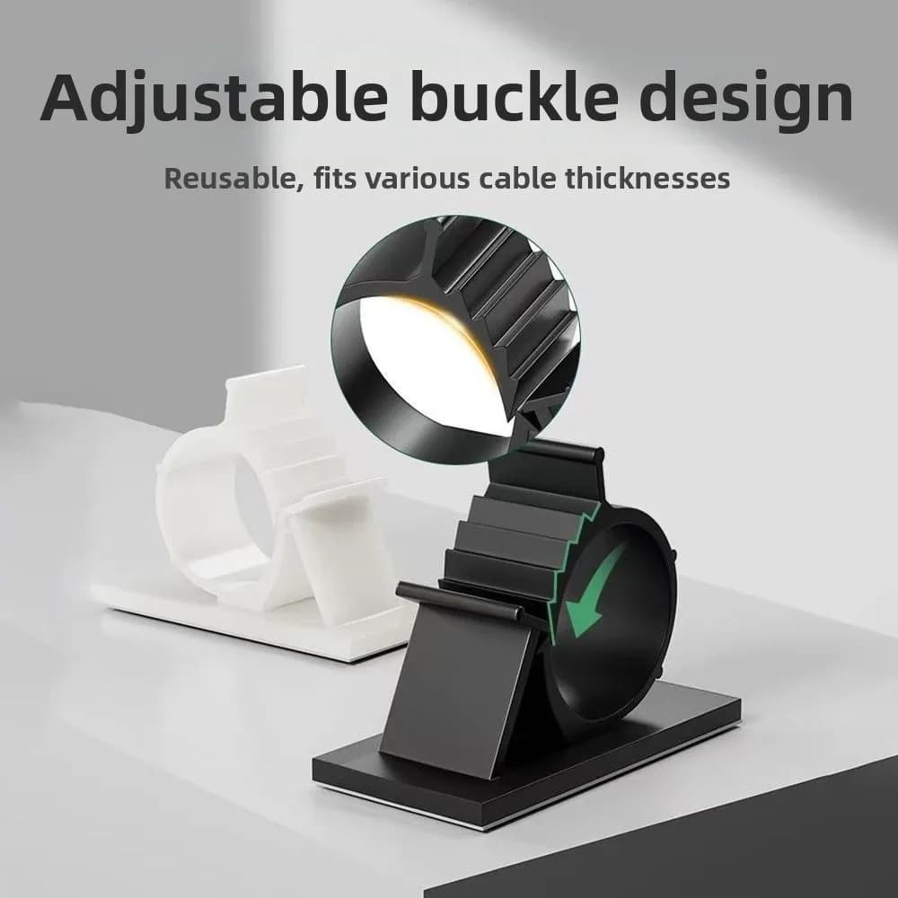 10Pcs Plastic Cable Organizer Clips Self-Adhesive R-Shaped Clamp Cable Tie Mounts Tool-Free Installation Adjustable