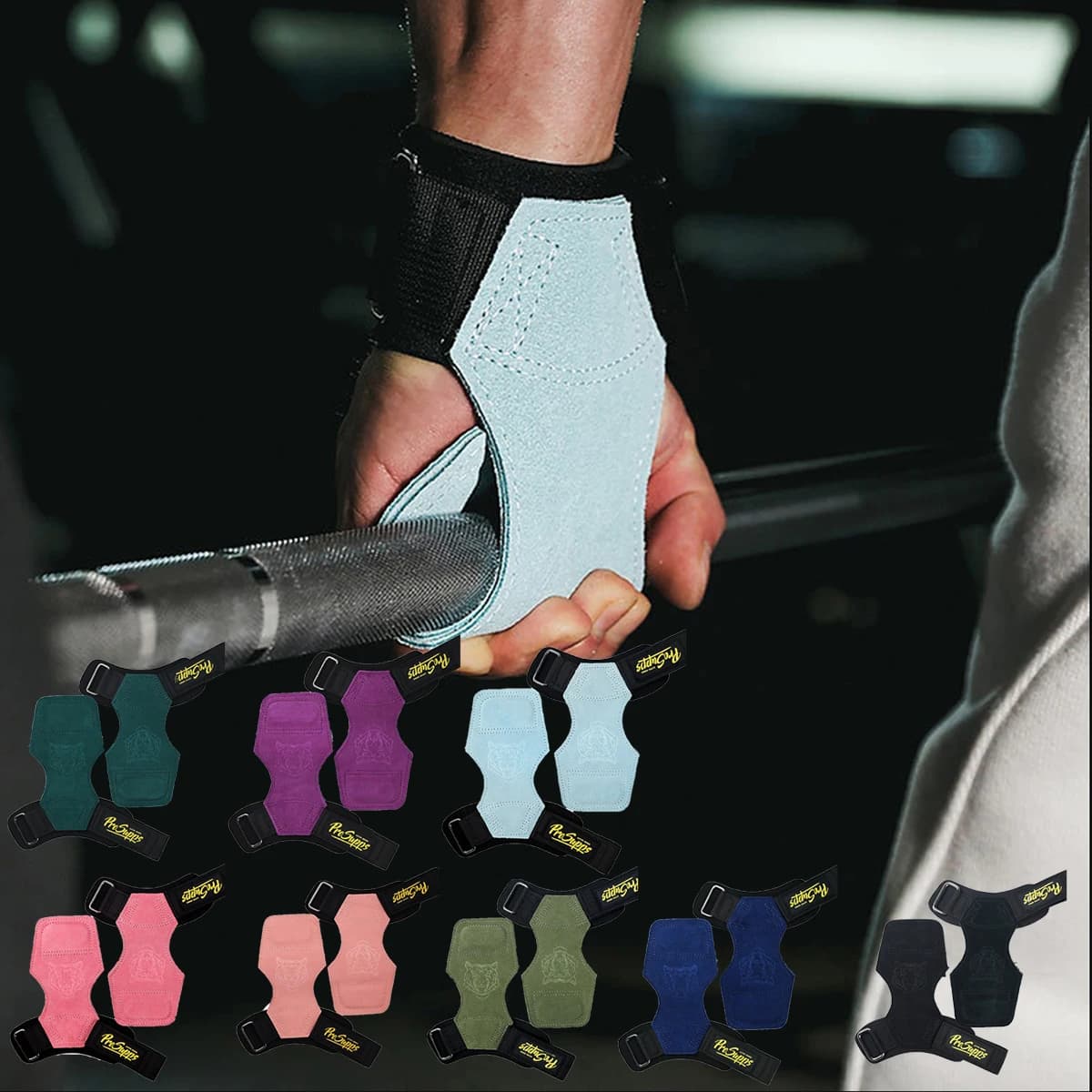 1 pair of bovina leather gym gloves anti-slip belt power bearings for lifting fitness training body protector for training
