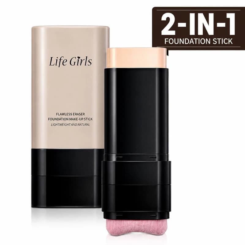 Fondotinta stick 2-in-1 con pennello, correttore waterproof a copertura totale, finitura naturale opaca a lunga durata