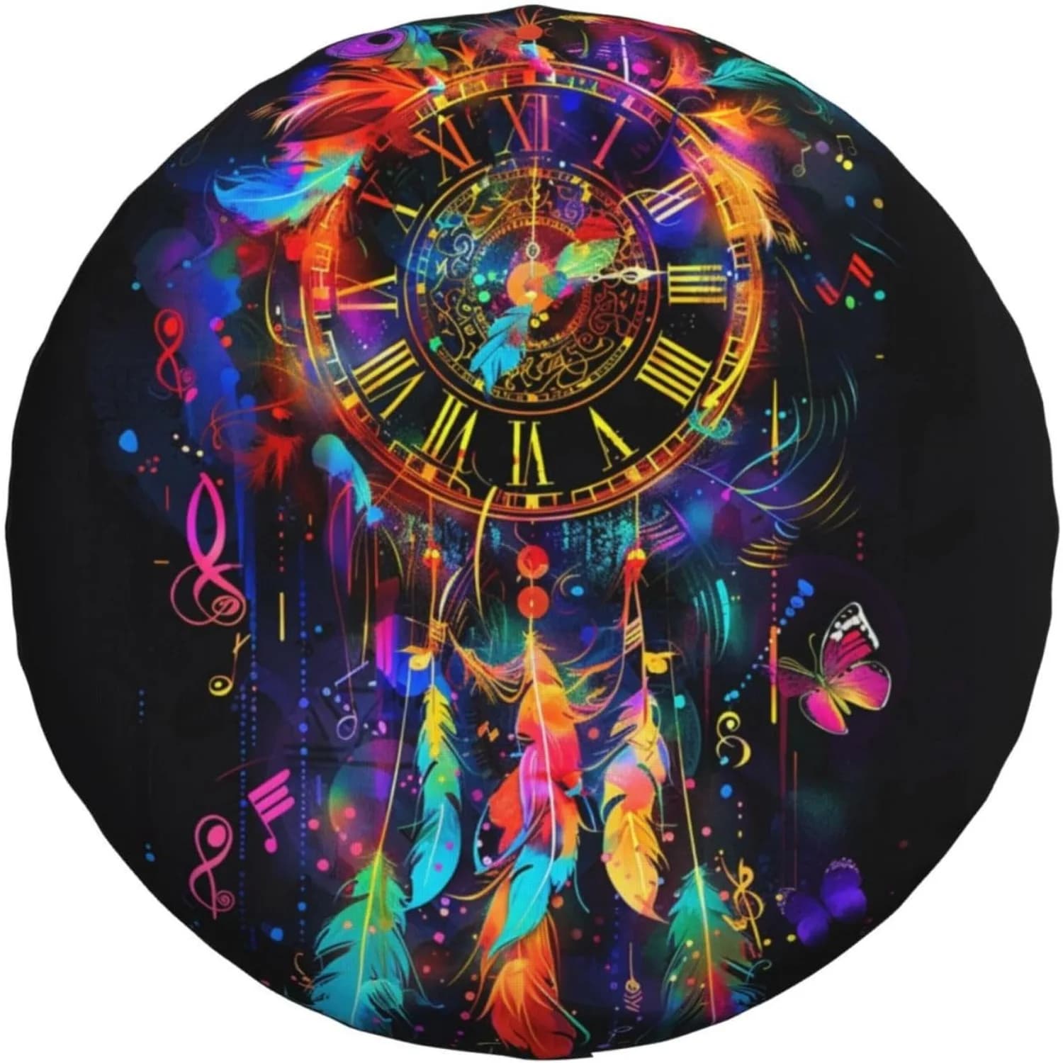 1pc Vibrant Dream Catcher Tire Cover - Colorful Feather & Bead Design, Universal Wheel Cover For RV, Camping, Car, Truck, Travel