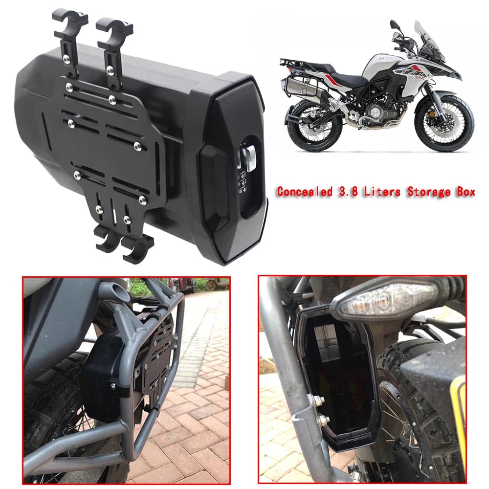 Misura Per Benelli TRK502 TRK502X TRK 502X 502X Accessori Moto Universale 3.8 Litri Scatola di Immagazzinaggio Sedile Posteriore Cassetta degli Attrezzi di Stoccaggio