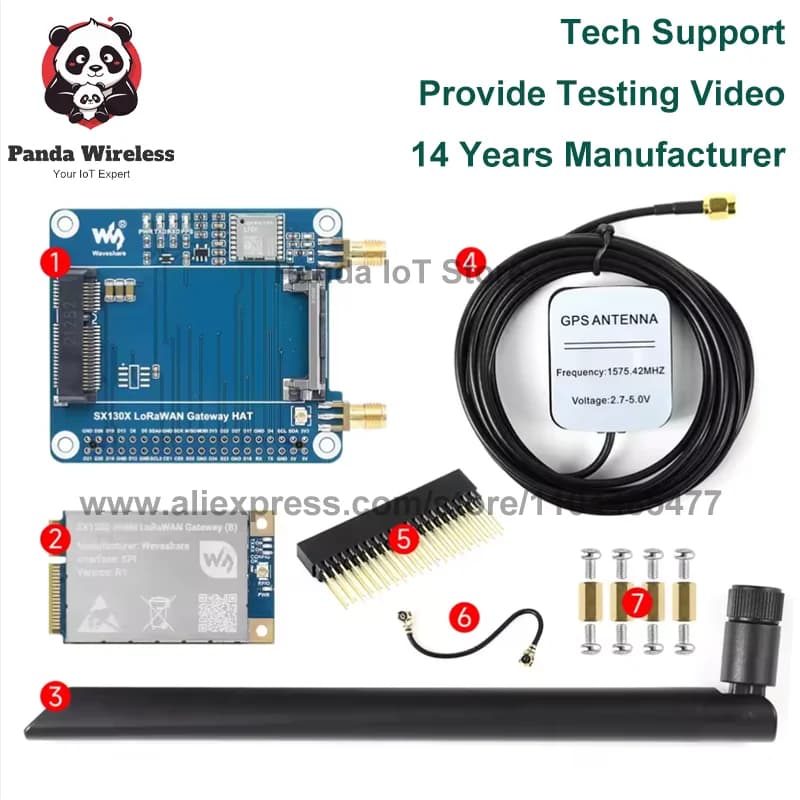 Module LoRaWAN Raspberry Pi SX1302 SX1303 Mini PCIe Wireless IoT 868M 915M Gateway Lora Expansion Card for IoT Projects