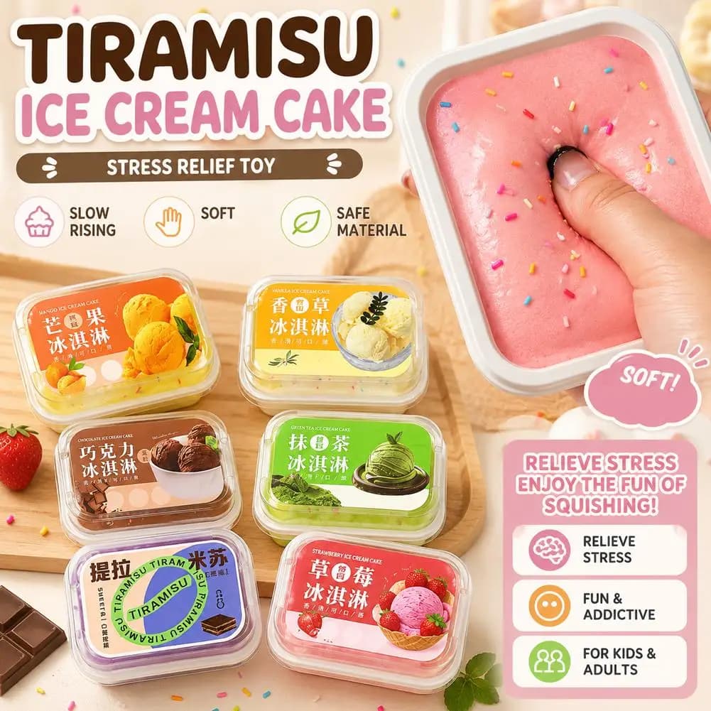 Squishy Simulated Ice Cream Cake Slow Rising Stress Relief Sensory Fidget Toy Gifts for Kids Adults