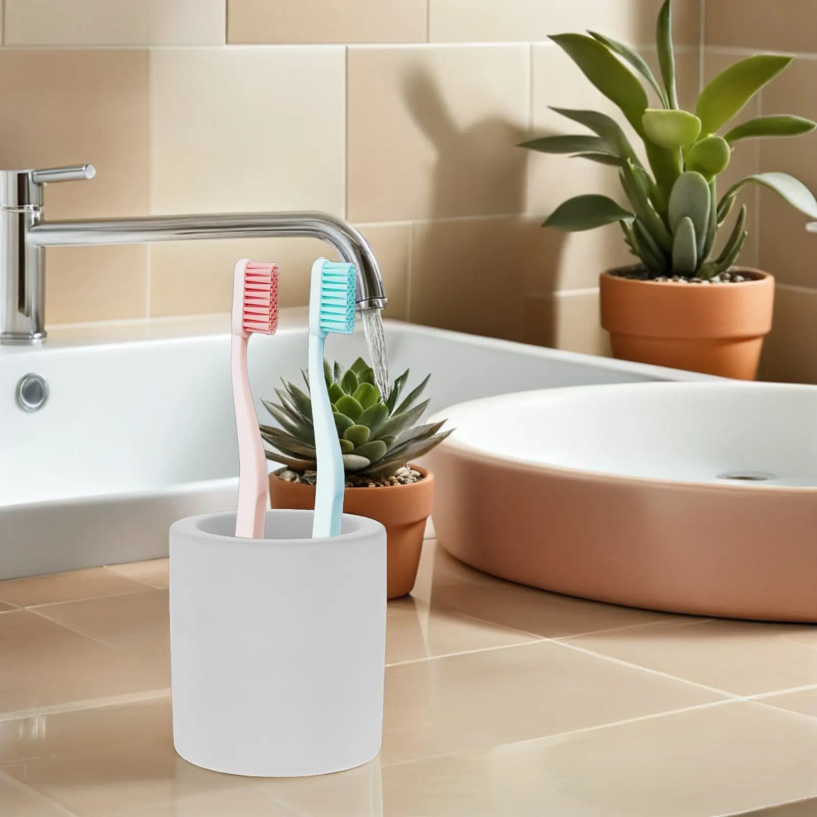 Portaspazzolino in Diatomite ad Asciugatura Rapida, Antiscivolo, Organizzatore Compatto per Bagno, Supporto per Spazzolini da Appoggio