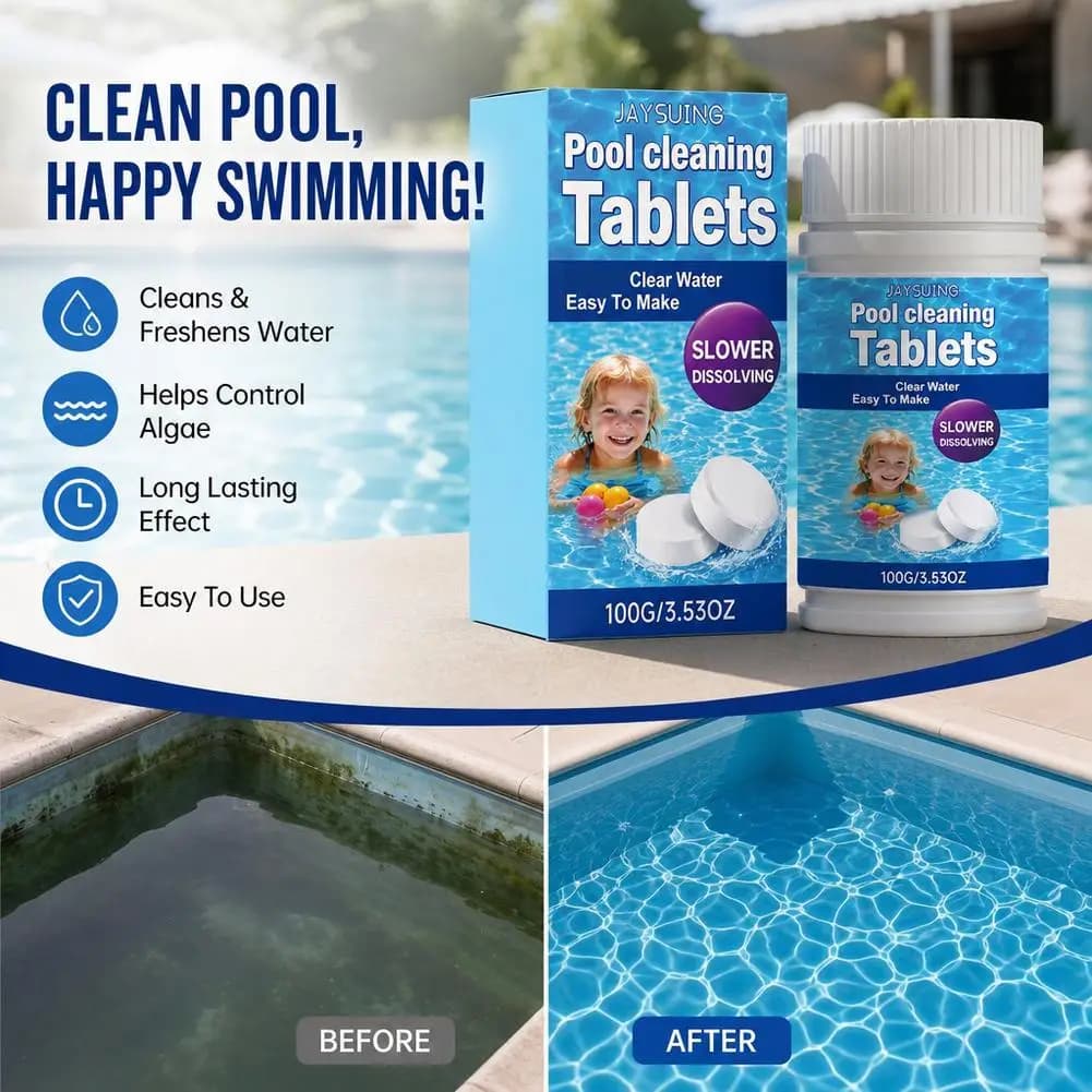 Pool Cleaning Tablets Multi-Purpose Purification for Spa & Hot Tub Clarify Water Remove Odors & Stains Long-Lasting Cleaning