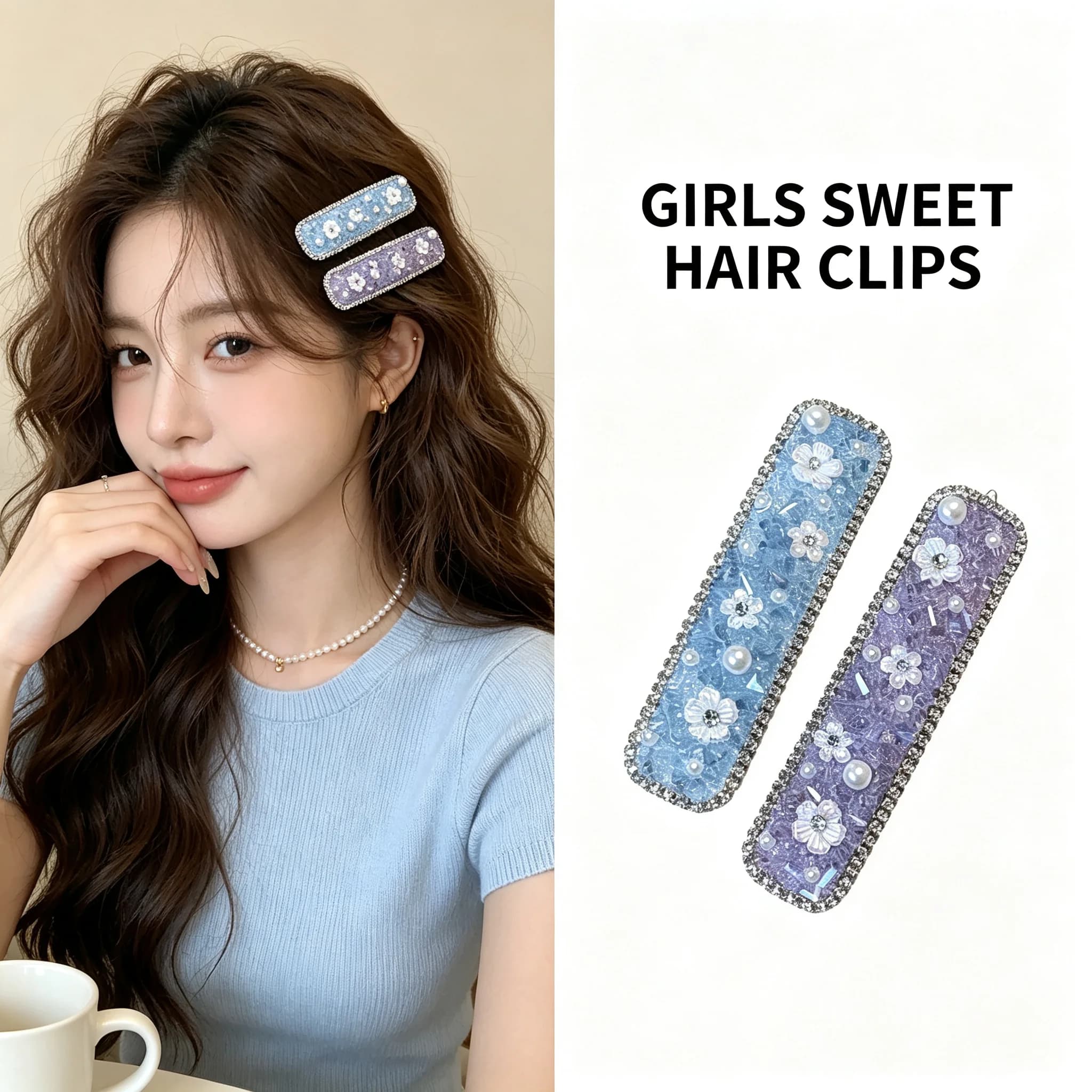 Shiny Diamond BB Hair Clip Versatile Hair Accessories for Fringes Back of Head Sweet Fresh Style Handmade Rhinestone Hairpins