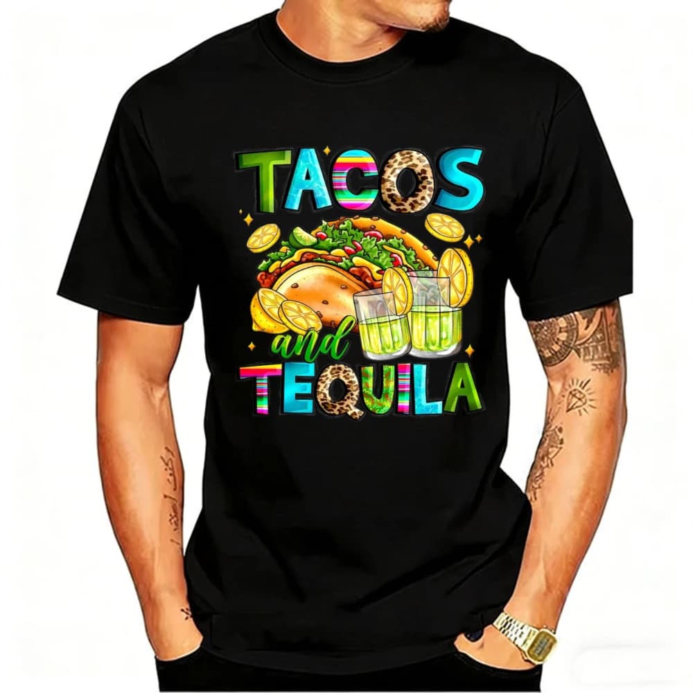 Maglietta Tacos e Tequila, per Amanti del Nacho, Festa Messicana, Buon Cinco de Mayo, Regalo per il Festival, T-shirt Stampata