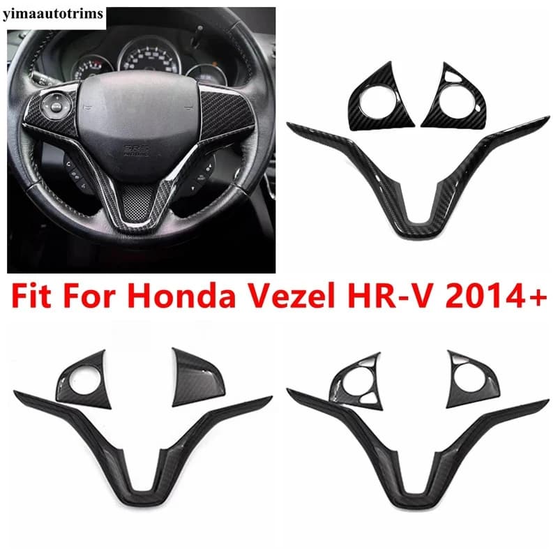 Applicabile a Honda Vezel HR-V 2014-2021, copertura decorativa in fibra di carbonio per il telaio dei pulsanti del volante, accessori interni.