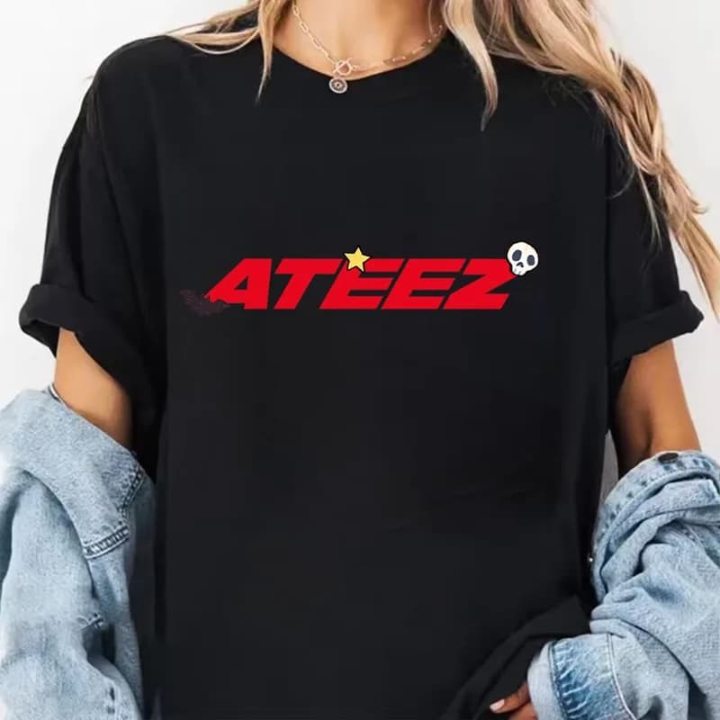KPOP ATEEZ 25 anni Cartoon T-shirt a maniche corte in cotone personalizzato Hongjoong Mingi San Yunho Ventole Regalo Ventole Concerto Abbigliamento