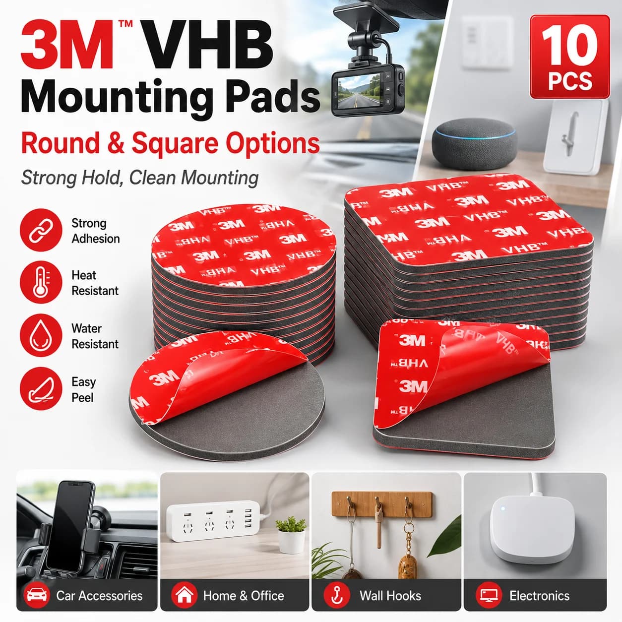 Original 3M 5952 VHB Dashcam Mount Wall decal Extra Strong Two-sided black tape for domestic car vehicles