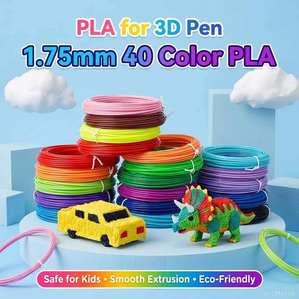 3D Pen 36M 50M 100M 150M 200M Length 40 Color PLA Filament Smoke Free Safe Plastic Refills for Kids 3D Printing Pens