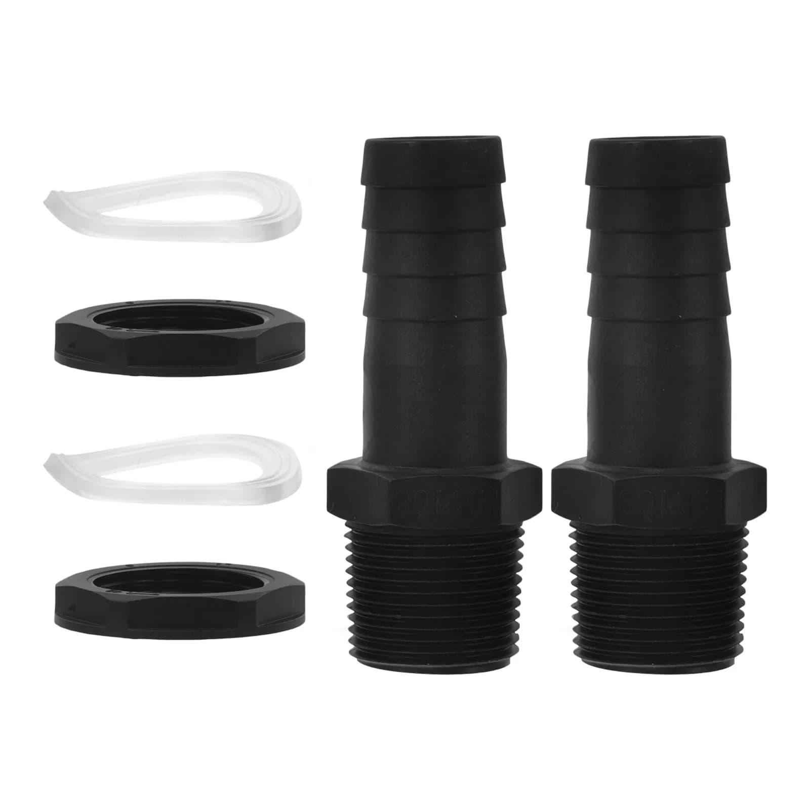 2 Pieces Connector Threaded for Water Tank, for Garden Pipe, Aquarium, Water Bars, Ponds, Pools, Trays, Plastic Resistant