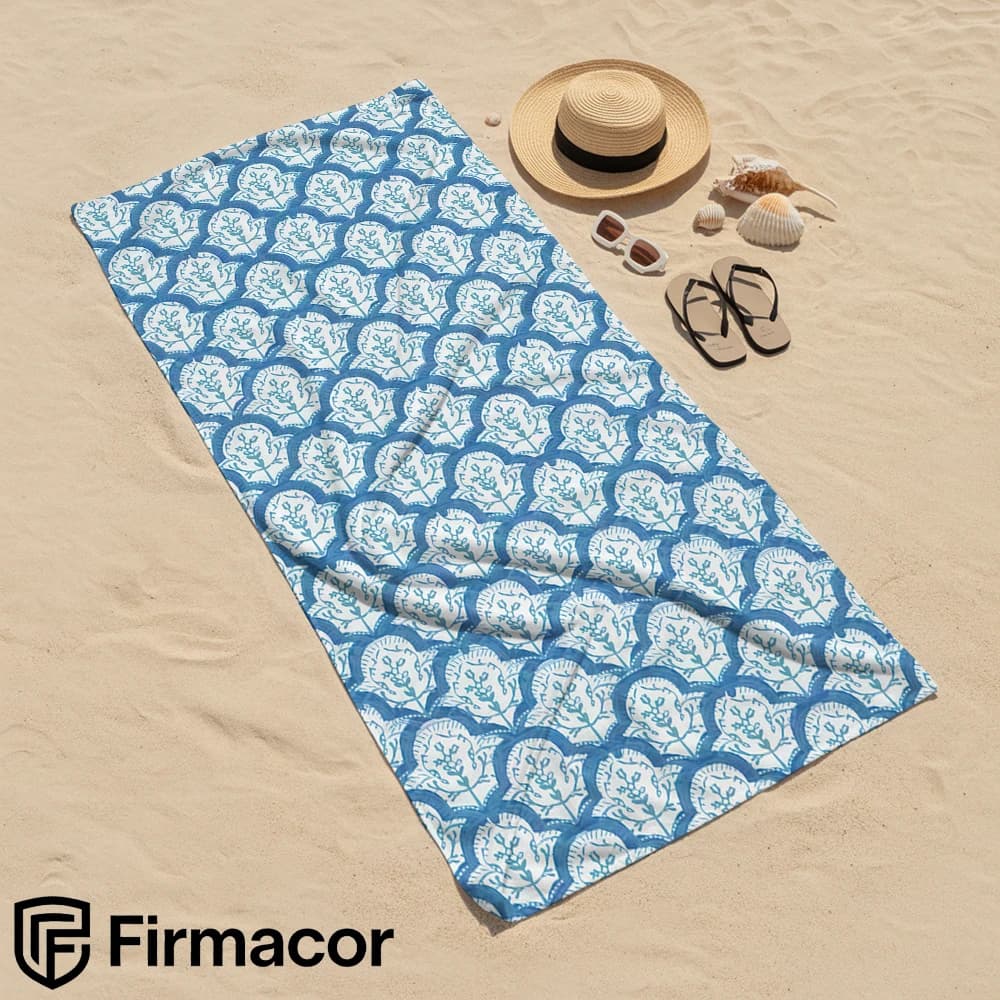 Blue Scallop Botanical Line Art Cartoon Anime Beach Towel Microfiber Quick Dry Super Absorbent Soft Bath Towel for Kids Travel