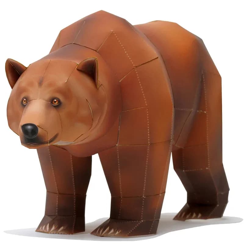 Grizzly Bear Origami Art Folding Mini Cute 3D Paper Model Papercraft Animal Figure DIY Kids Adult Handmade Craft Toys QD-245