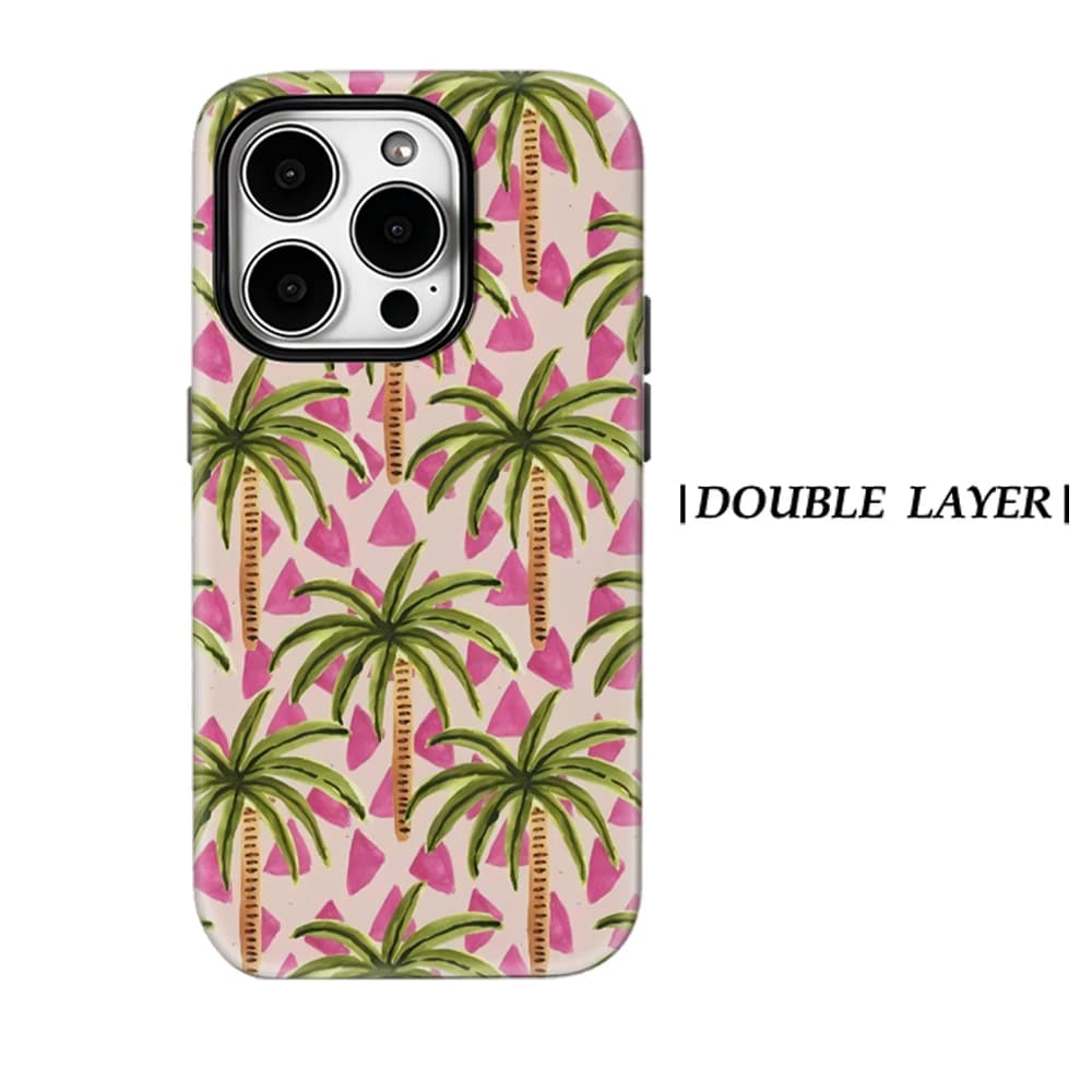 Custodia per telefono con stampa palme tropicali per iPhone 17 16 15 14 13 12 11 X XS XR XSMAX 7 8 Air Pro Max Plus Cover posteriore di lusso a doppio strato