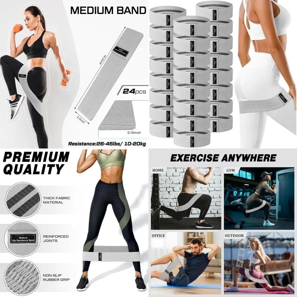 Set di 24 Fasce Elastiche per Fitness, Yoga, Pilates e Riabilitazione