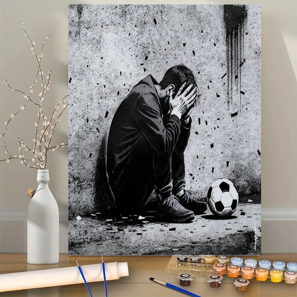 Acrylic Paint By Numbers Soccer guy Oil Painting Package Art Picture For Bedroom Wall Adults Hand Painted Unique Gift