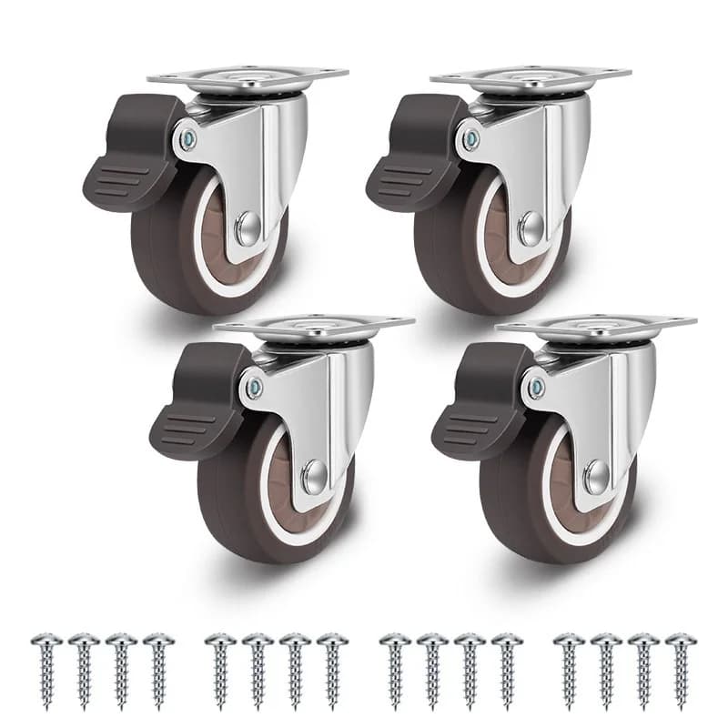Black PU swivel wheel with zinc plate Light TPR silent wheels for wardrobe with brakes Universal wheel