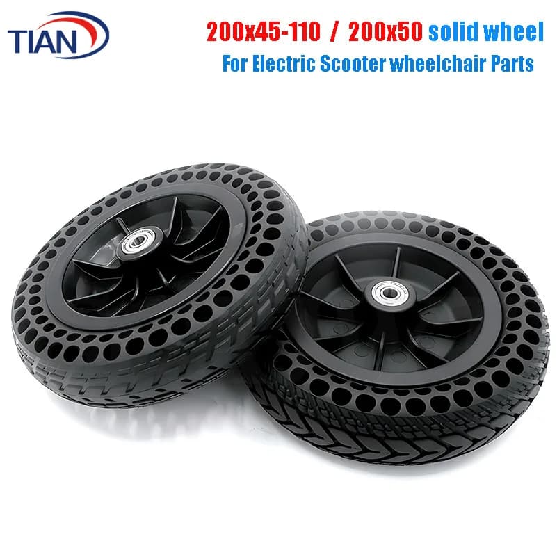 Pneumatico solido da 8 pollici 8X2 con mozzo in plastica 200x50 200x45-110 per sedia a rotelle scooter elettrico senza gonfiaggio parte ruota intera durevole