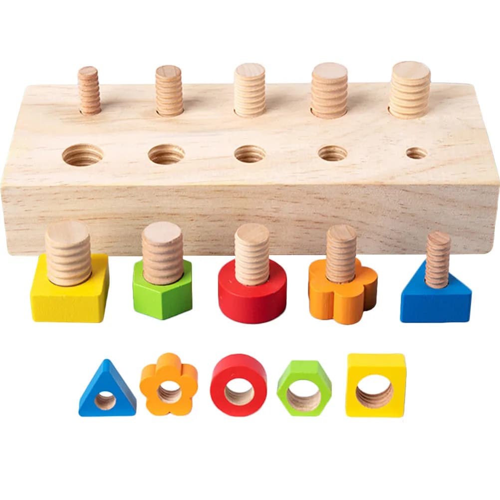 Set Educativo per Bambini: Puzzle in Legno per Riconoscimento Forme, Blocchi per l'Apprendimento Precoce, Allenamento della Motricità Fine e Abbinamento Colori