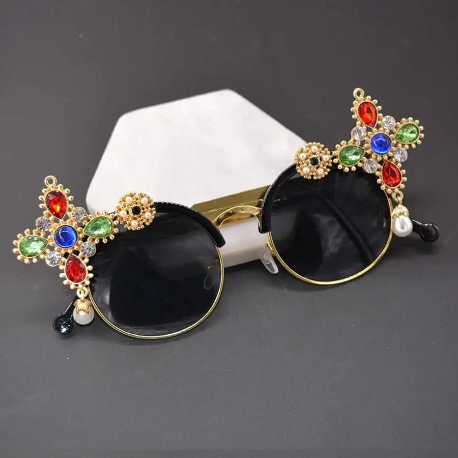 Rhinestone Embellished For Women With Round Faces, Elegant For Long Faces, Beach Photography, And Beach Glasses For Tourists