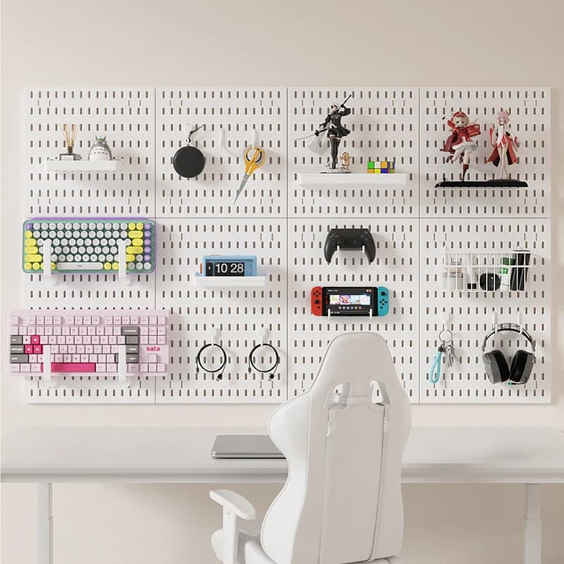 Gaming Pegboard Wall Organizer Set Display Shelf Keyboard Holder Headphone Hanger Controller Stand Storage Panel Gamer Gift