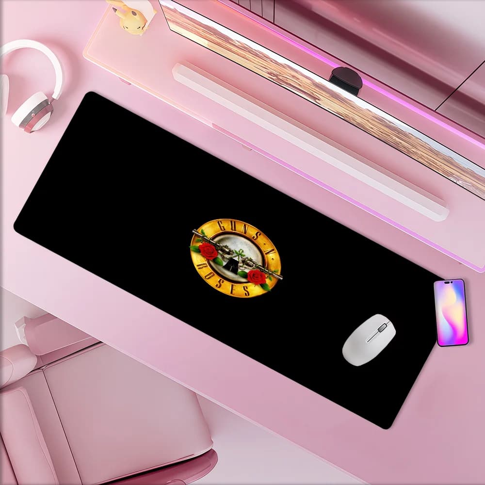 Tappetino per mouse Music Band G-Guns N Roses Rock, tappetino per mouse ispessito antiscivolo, cuscino da gioco per studenti, grande tappetino da ufficio con bordo cucito