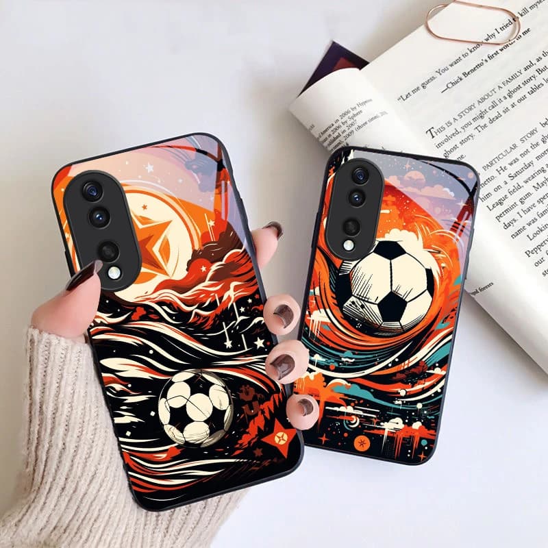 Starry Sky Football Color For Honor X6 X9c X9 X6b X8a X8 X9b X5b Plus X8b 30 Pro+ 50 Pro 70 90 200 Lite Black Glass Phone Case