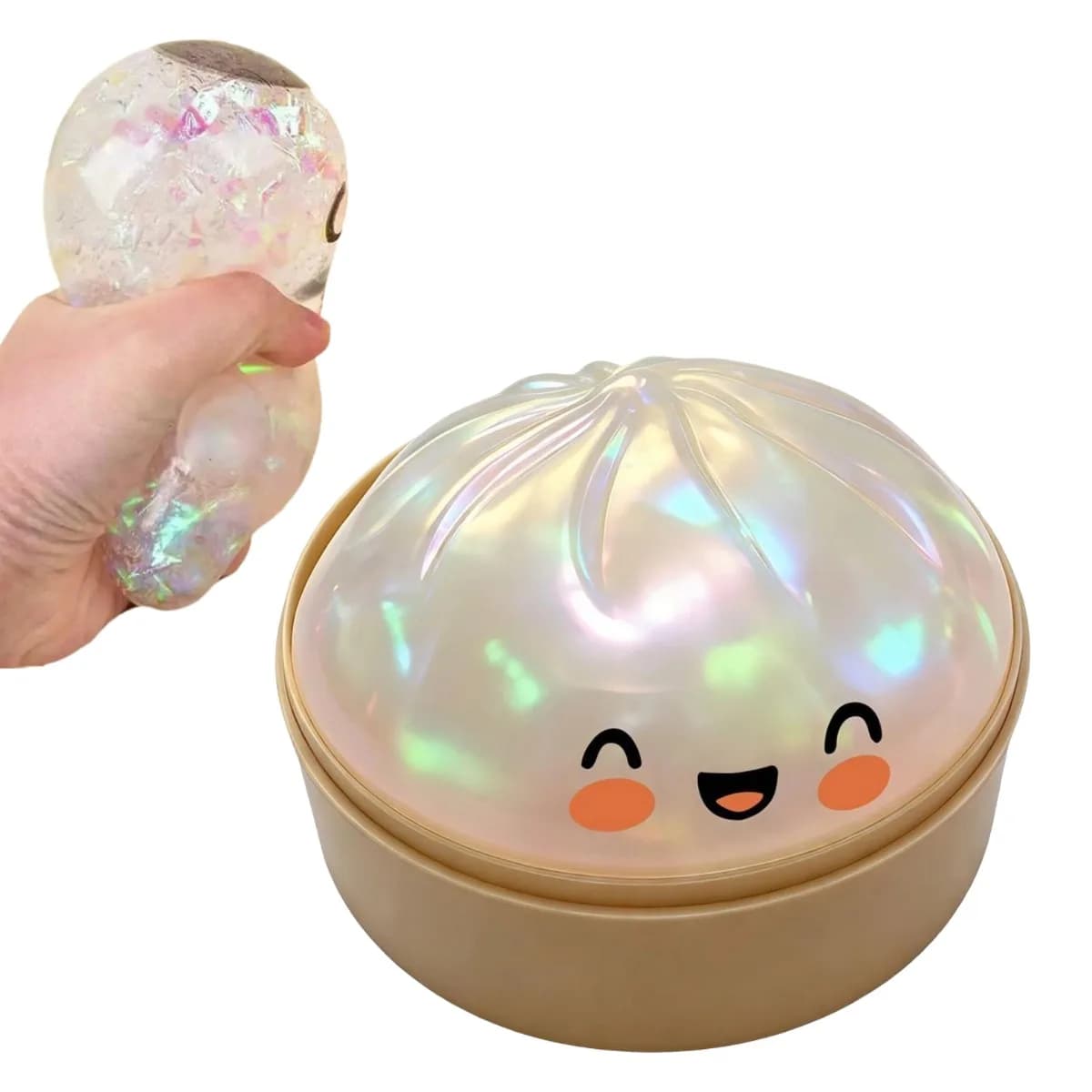 Giocattolo Squishy Realistico a Forma di Panino al Vapore in Cristallo, Morbido Dumpling Antistress a Lenta Risalita, Giocattolo da Scrivania Riutilizzabile, Regalo Divertente e Rilassante per Bambini