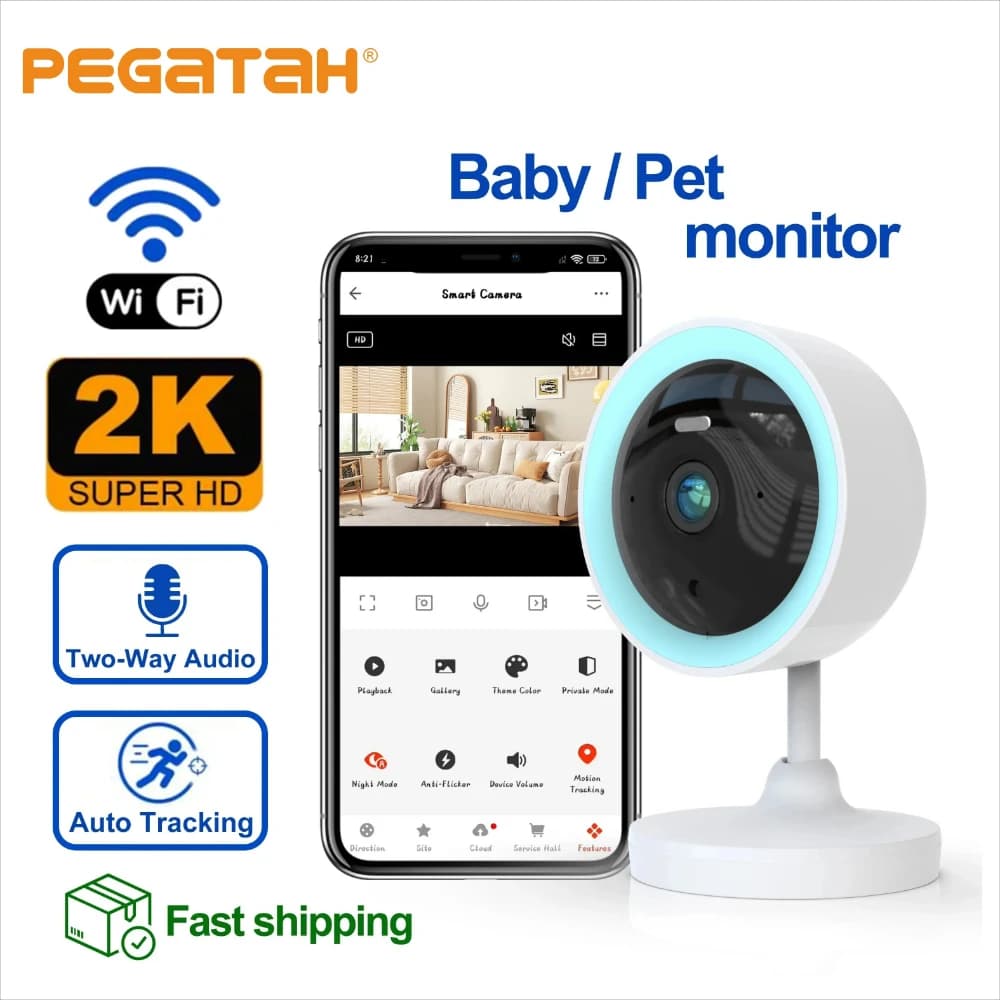 Telecamera per Bambini 5MP, Videocamera Interna Tuya Smart con Rilevamento Umano, Tracciamento Automatico, Visione Notturna a Colori, Avvisi in Tempo Reale, Sicurezza Domestica