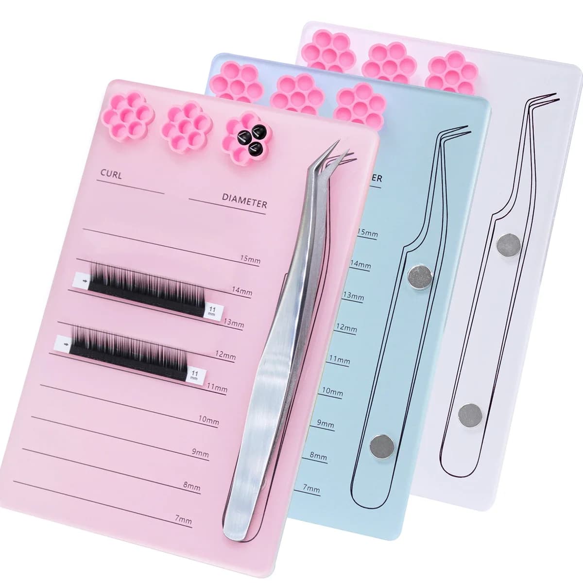 Acrylic Magnetic Support for Extension Eyelashes with Tray Collar and Pad for Fin Eyelashes - Tools for Makeup Eyelashes