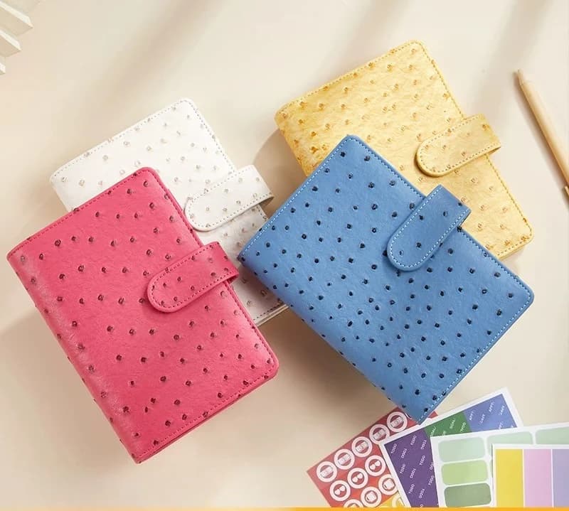 Minimalist A5/A6 PU Leather Binder Notebook, Korean Cute Journal Diary with Planner Refillable Pages Photo Album Storage